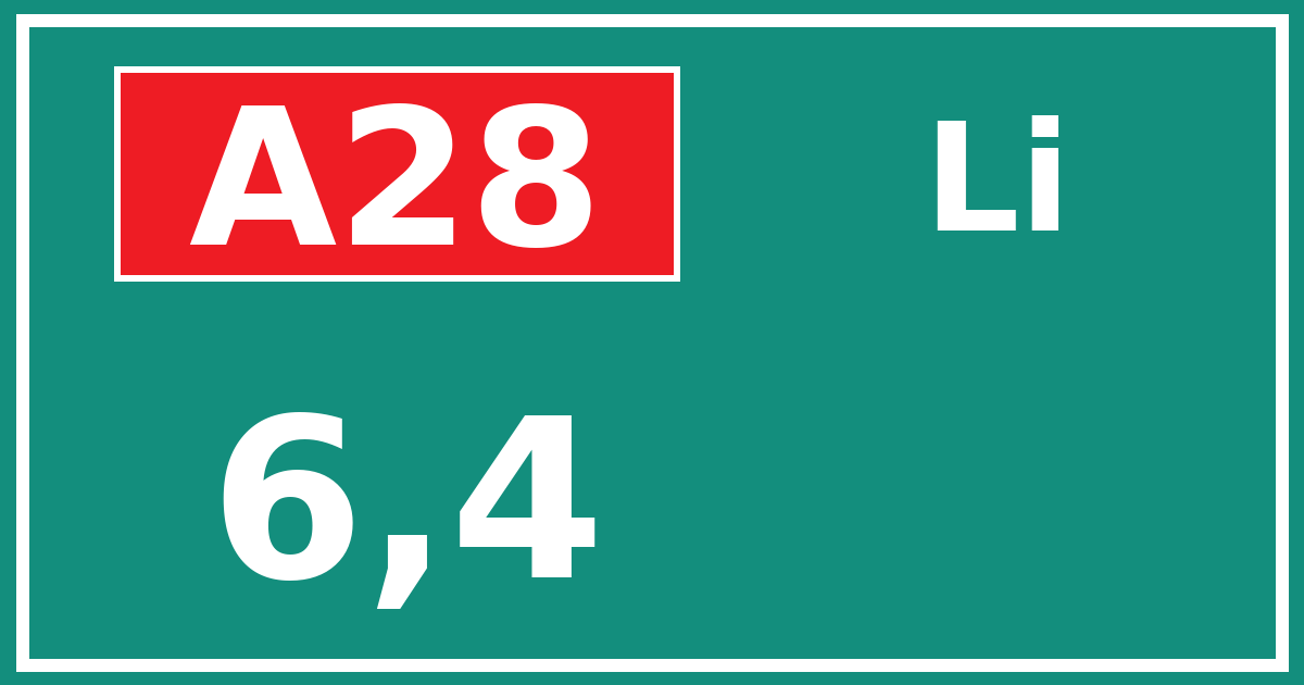 Hectometerbord A28 6,4 zijde Li