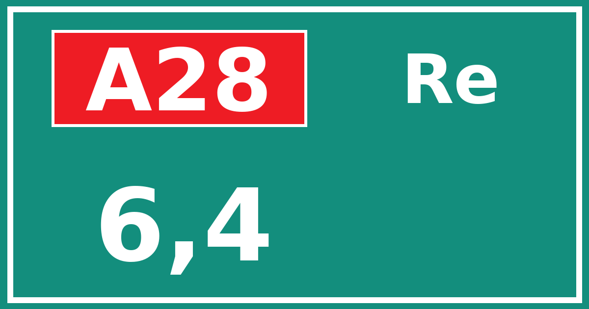 Hectometerbord A28 6,4 zijde Re