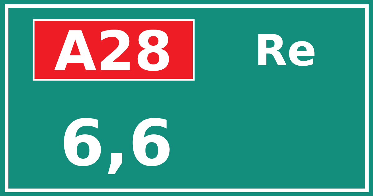Hectometerbord A28 6,6 zijde Re