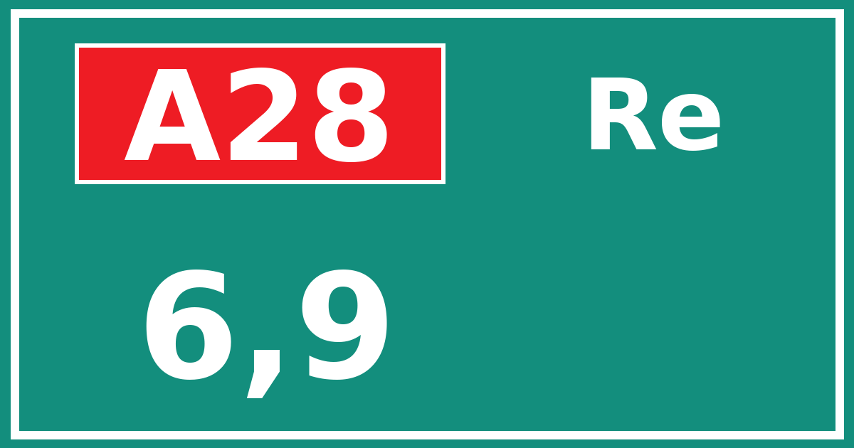 Hectometerbord A28 6,9 zijde Re