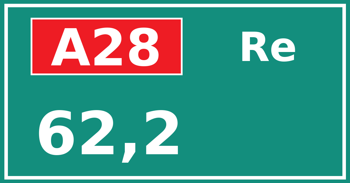 Hectometerbord A28 62,2 zijde Re