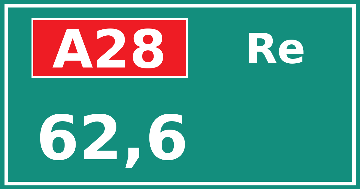 Hectometerbord A28 62,6 zijde Re