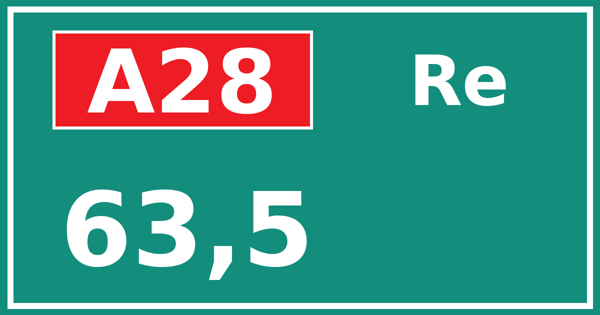 Hectometerbord A28 63,5 zijde Re