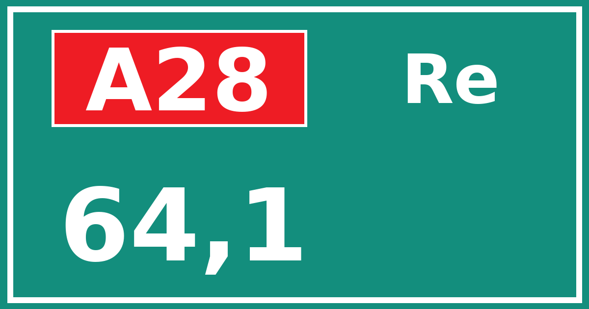 Hectometerbord A28 64,1 zijde Re