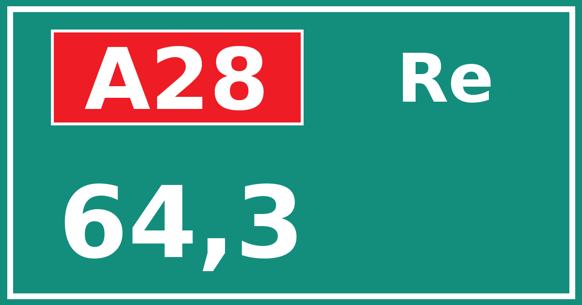 Hectometerbord A28 64,3 zijde Re