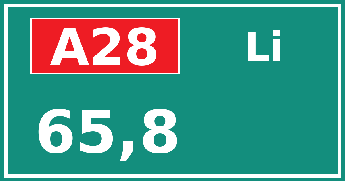 Hectometerbord A28 65,8 zijde Li