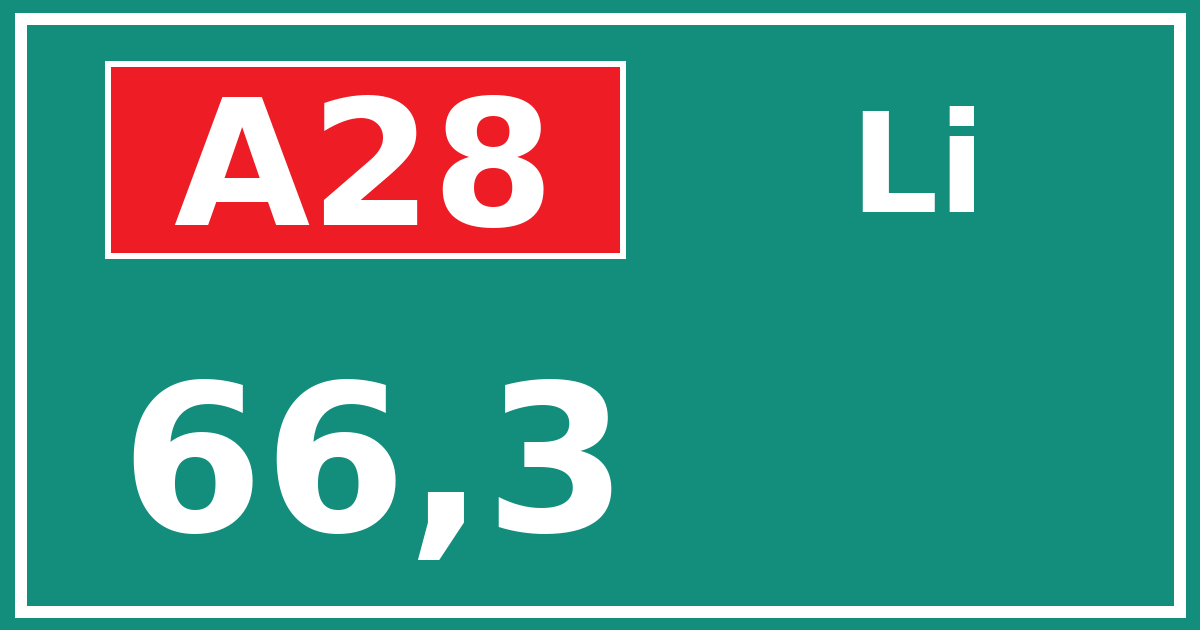 Hectometerbord A28 66,3 zijde Li