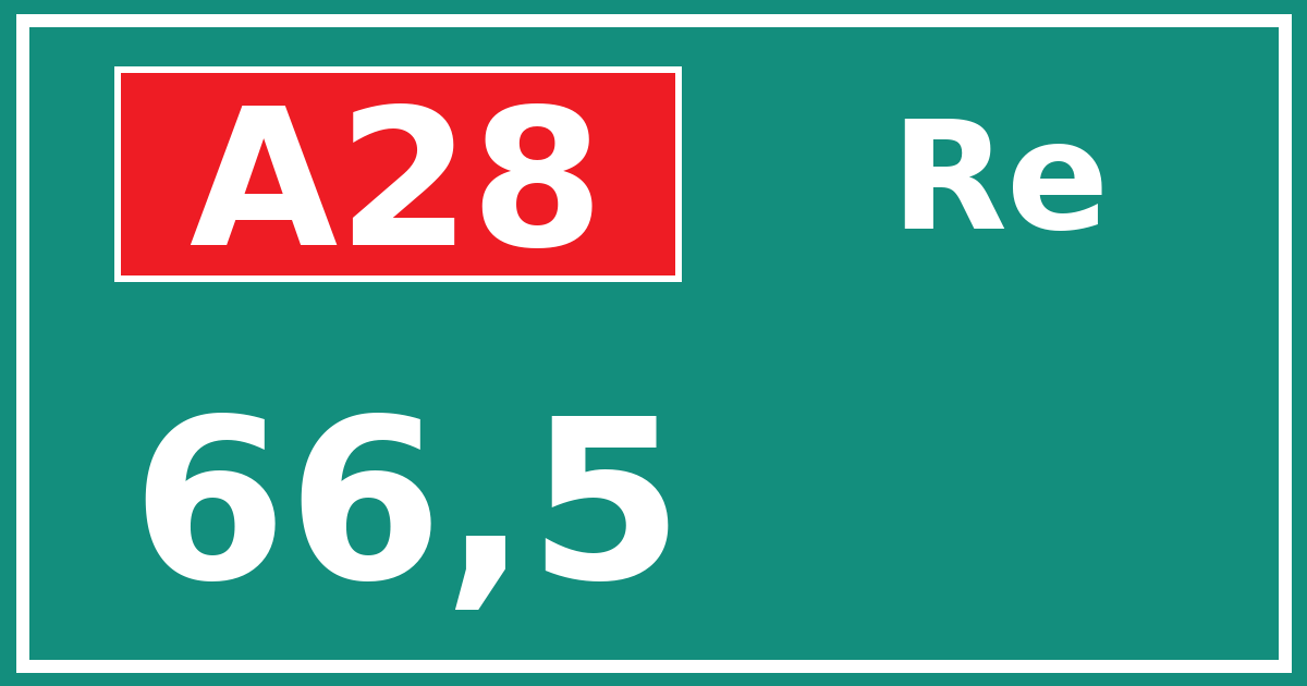Hectometerbord A28 66,5 zijde Re