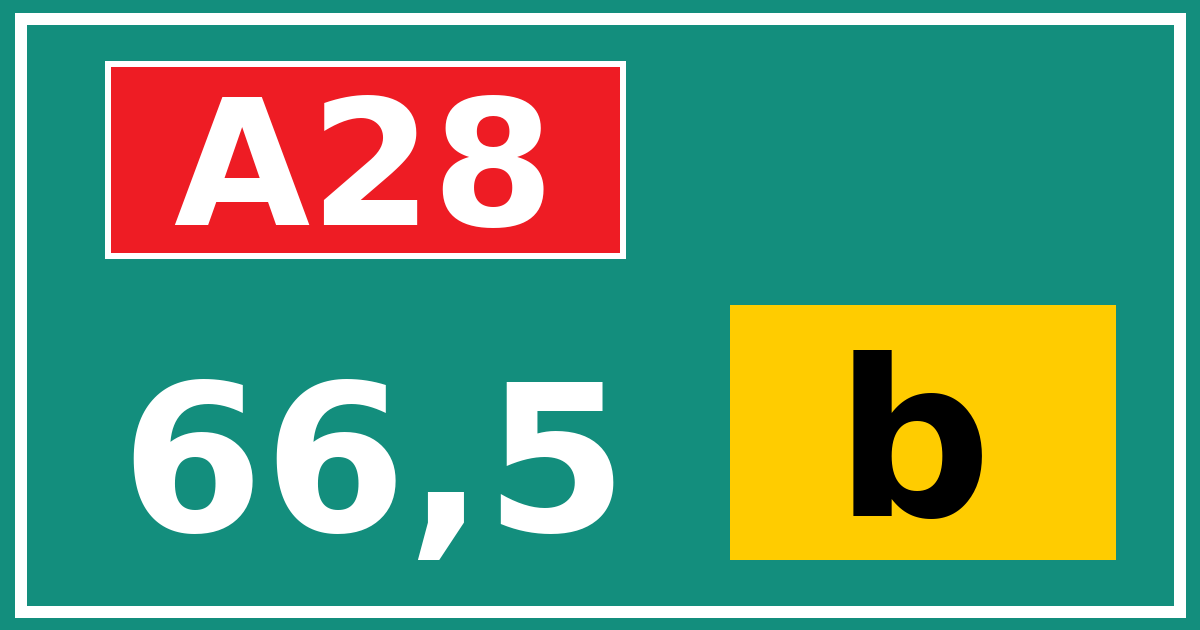 Hectometerbord A28 66,5 letter b