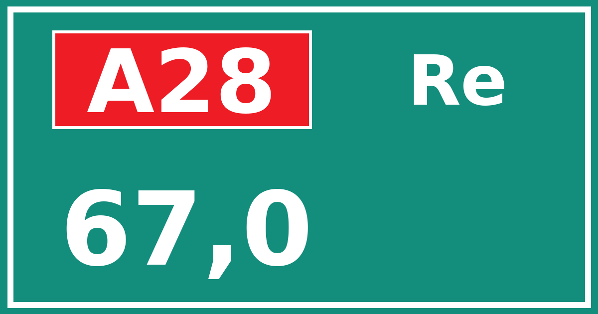 Hectometerbord A28 67,0 zijde Re