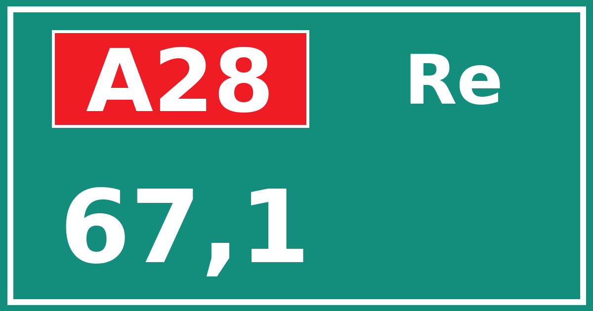 Hectometerbord A28 67,1 zijde Re
