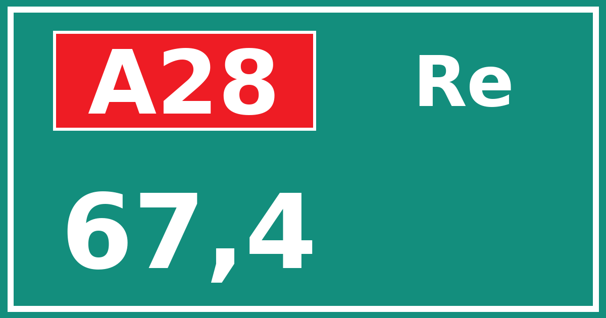 Hectometerbord A28 67,4 zijde Re
