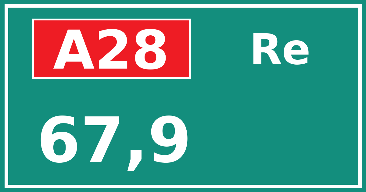 Hectometerbord A28 67,9 zijde Re