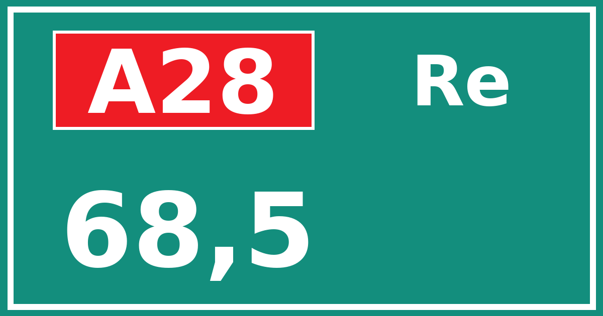 Hectometerbord A28 68,5 zijde Re