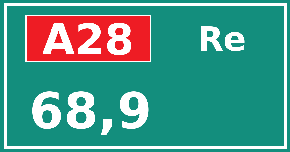 Hectometerbord A28 68,9 zijde Re