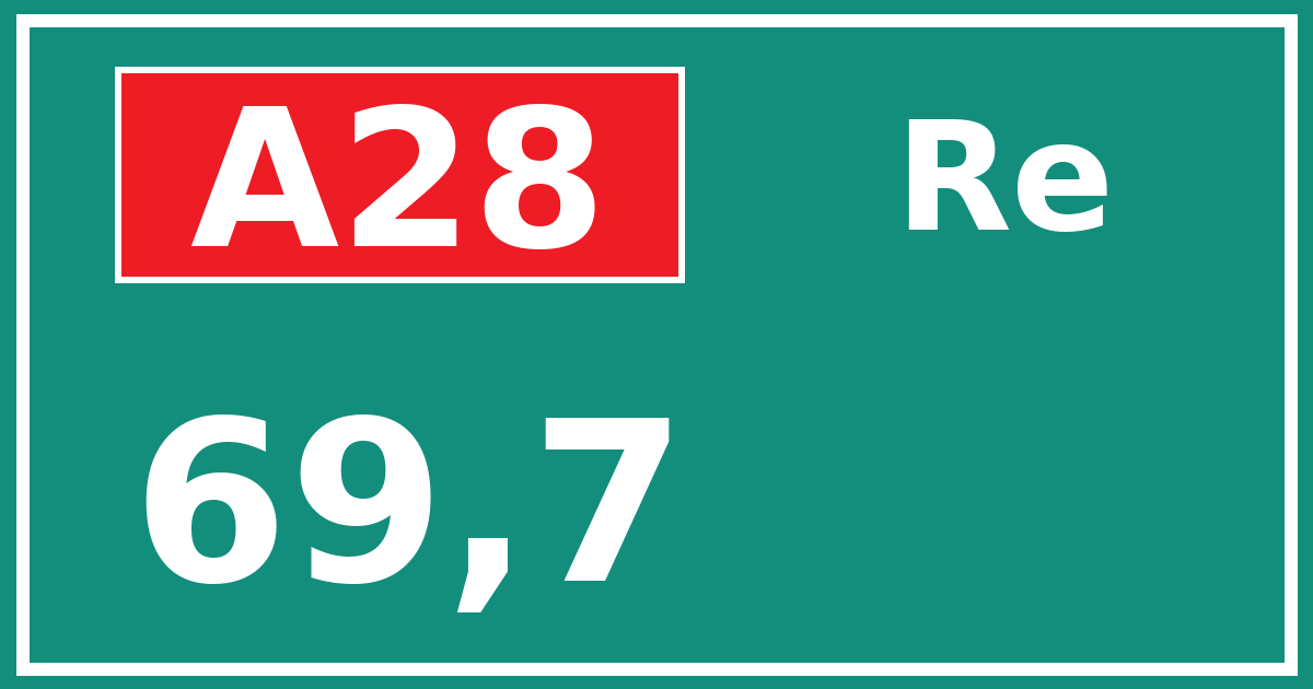 Hectometerbord A28 69,7 zijde Re