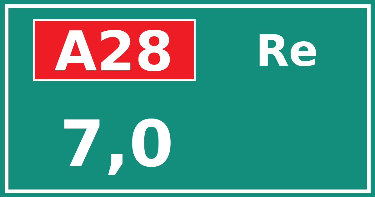 Hectometerbord A28 7,0 zijde Re