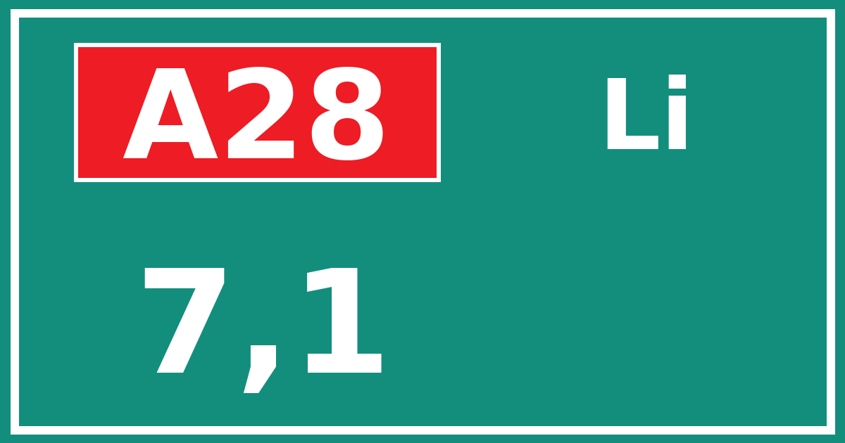 Hectometerbord A28 7,1 zijde Li