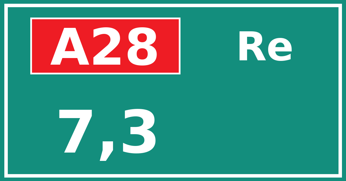 Hectometerbord A28 7,3 zijde Re
