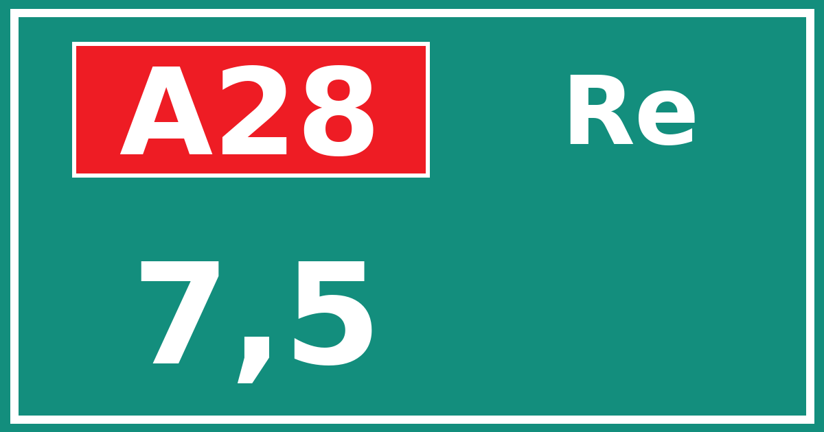 Hectometerbord A28 7,5 zijde Re