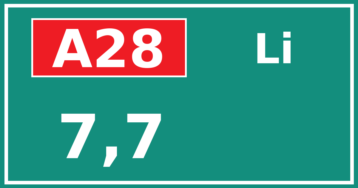 Hectometerbord A28 7,7 zijde Li