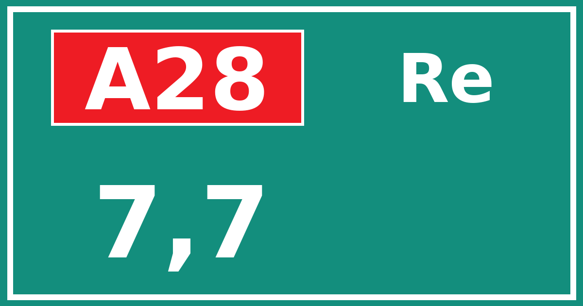 Hectometerbord A28 7,7 zijde Re