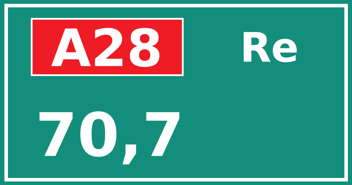 Hectometerbord A28 70,7 zijde Re