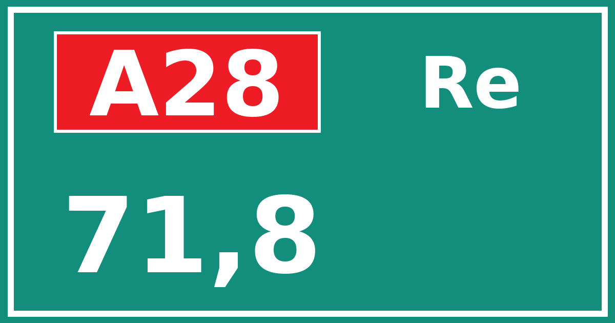 Hectometerbord A28 71,8 zijde Re