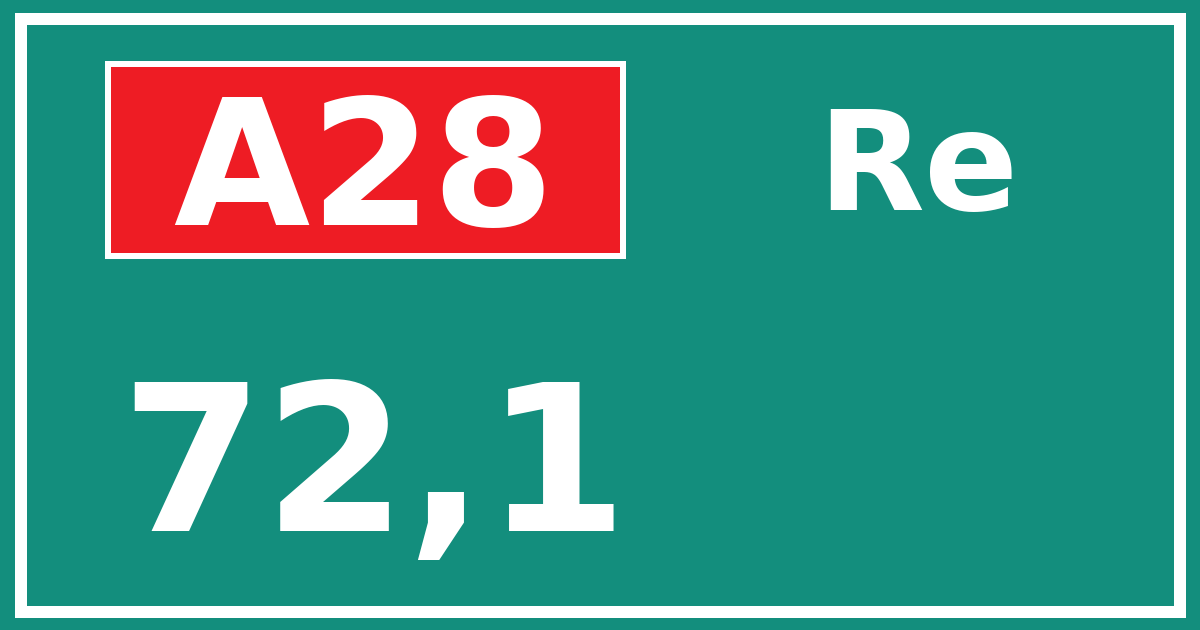 Hectometerbord A28 72,1 zijde Re