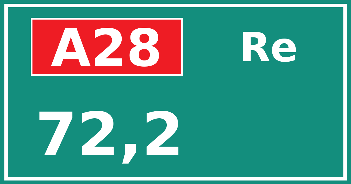 Hectometerbord A28 72,2 zijde Re