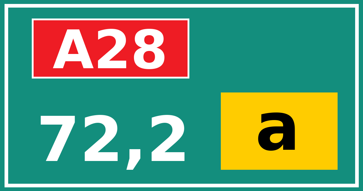 Hectometerbord A28 72,2 letter a