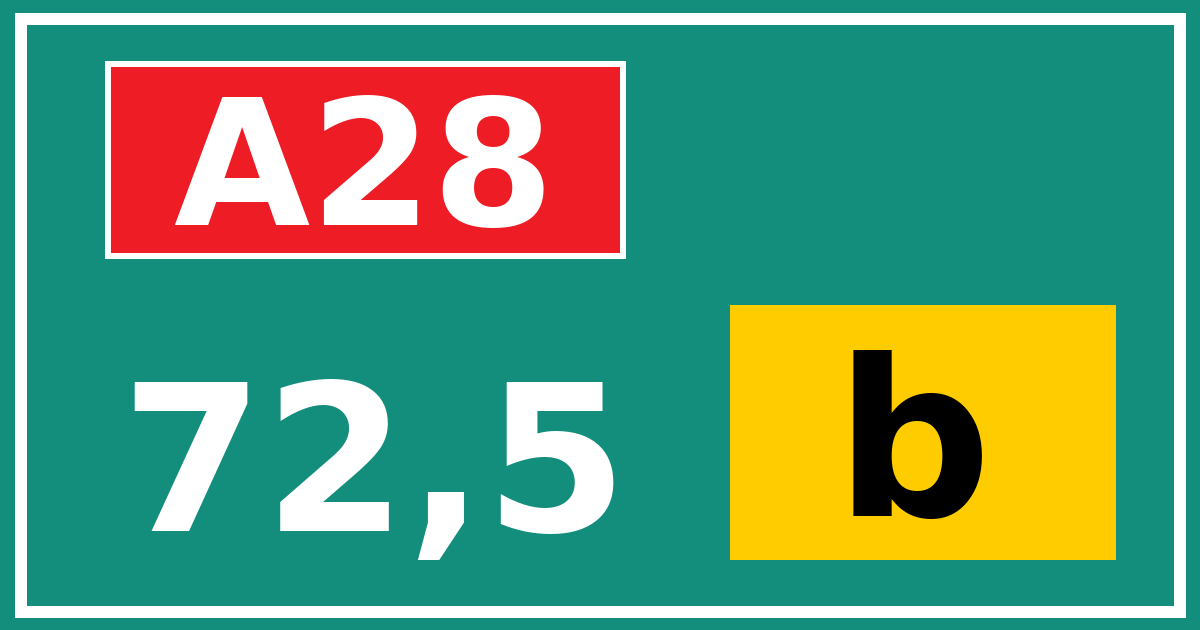 Hectometerbord A28 72,5 letter b