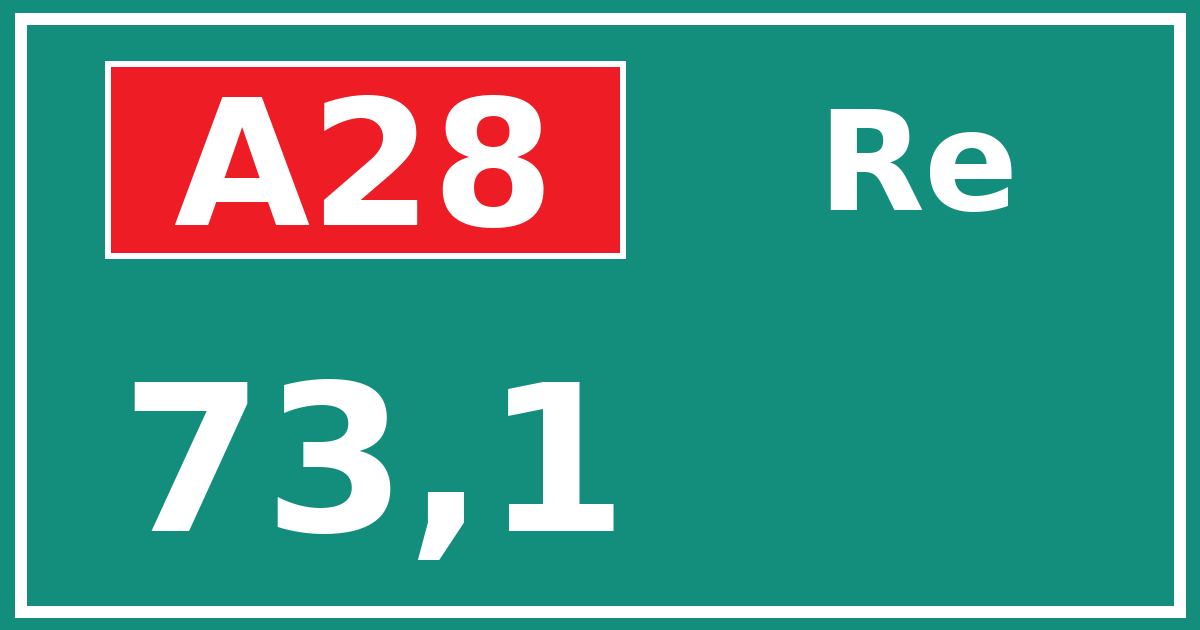 Hectometerbord A28 73,1 zijde Re