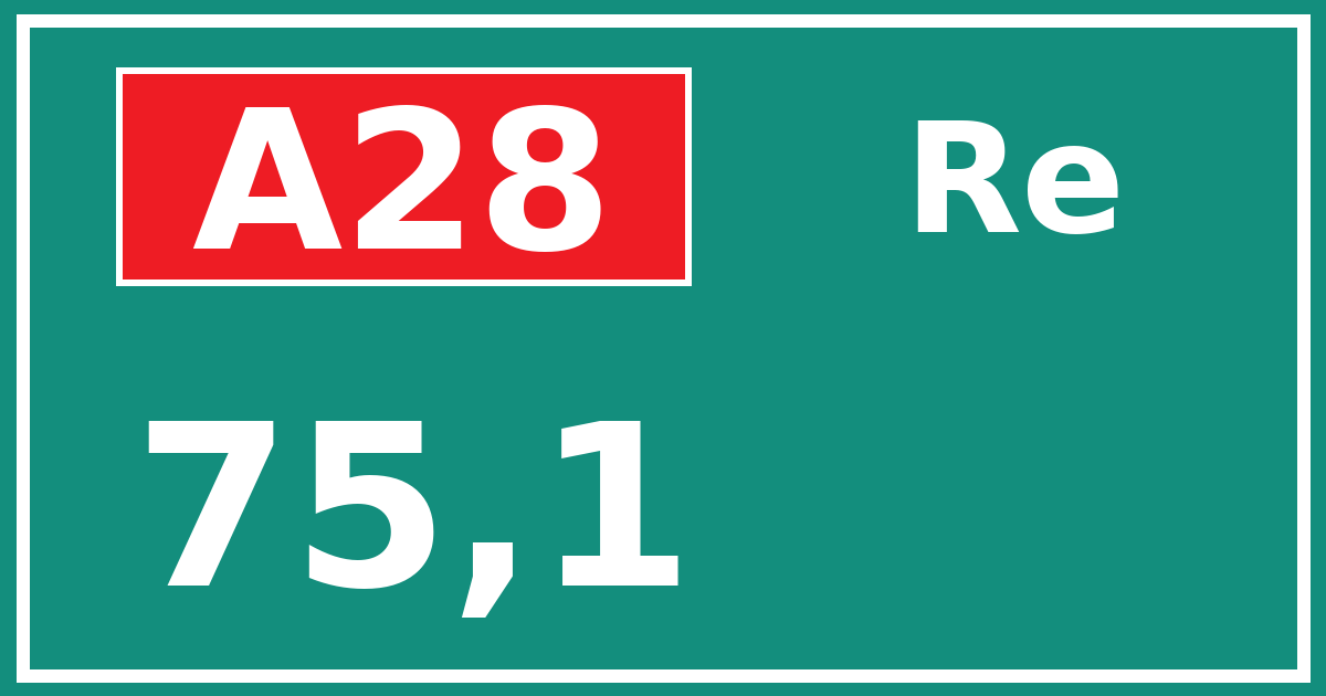 Hectometerbord A28 75,1 zijde Re