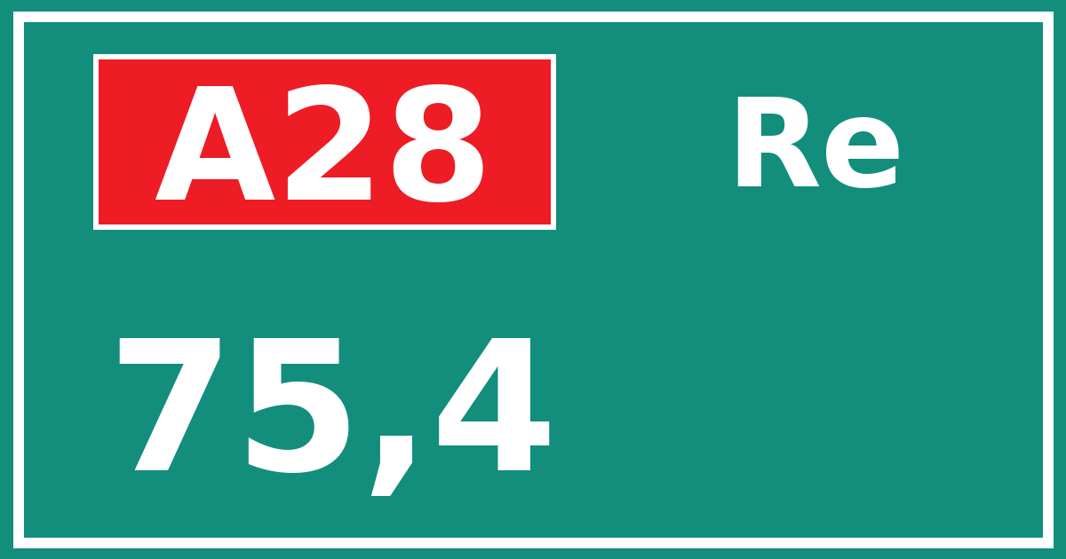 Hectometerbord A28 75,4 zijde Re