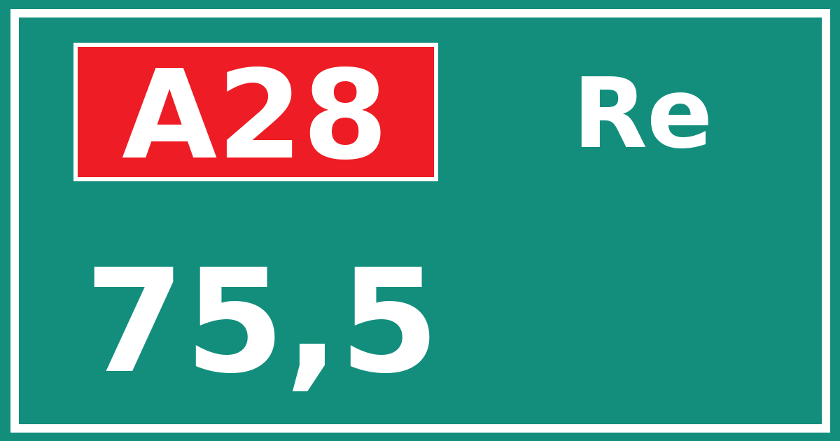Hectometerbord A28 75,5 zijde Re