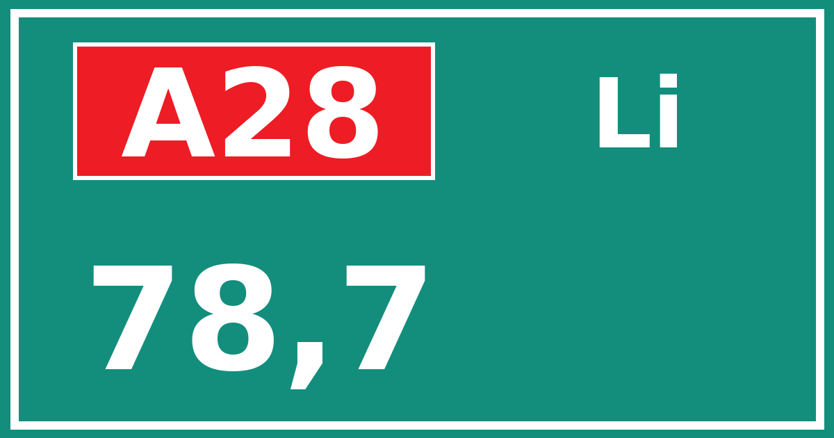 Hectometerbord A28 78,7 zijde Li