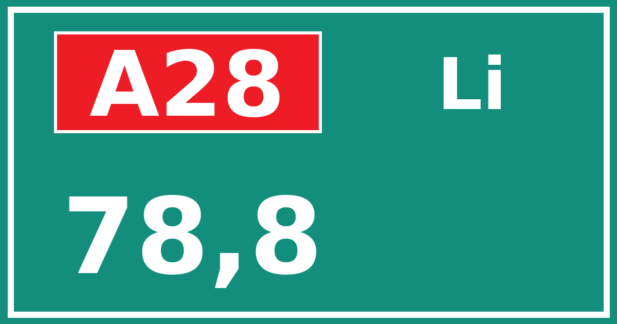 Hectometerbord A28 78,8 zijde Li
