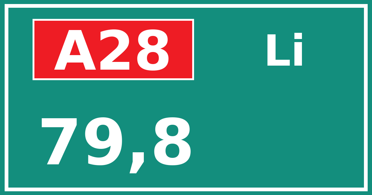 Hectometerbord A28 79,8 zijde Li