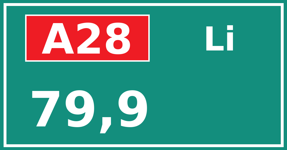 Hectometerbord A28 79,9 zijde Li