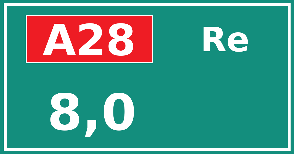 Hectometerbord A28 8,0 zijde Re
