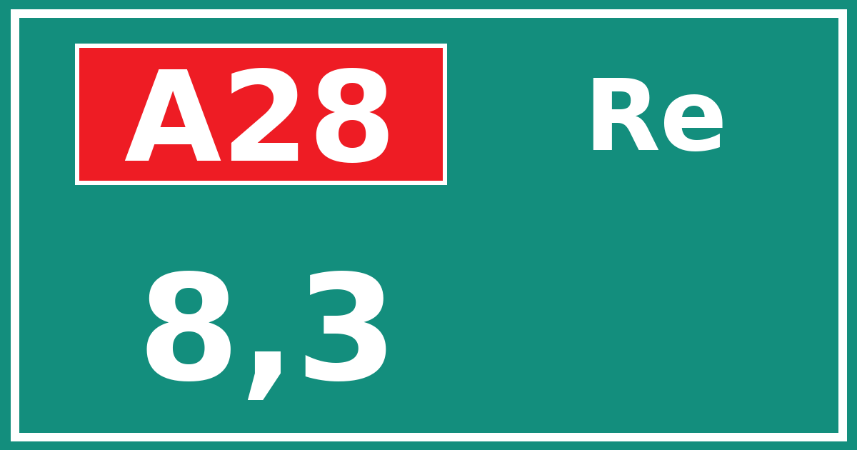 Hectometerbord A28 8,3 zijde Re