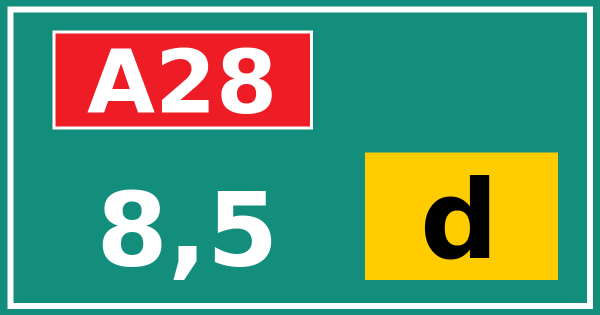 Hectometerbord A28 8,5 letter d
