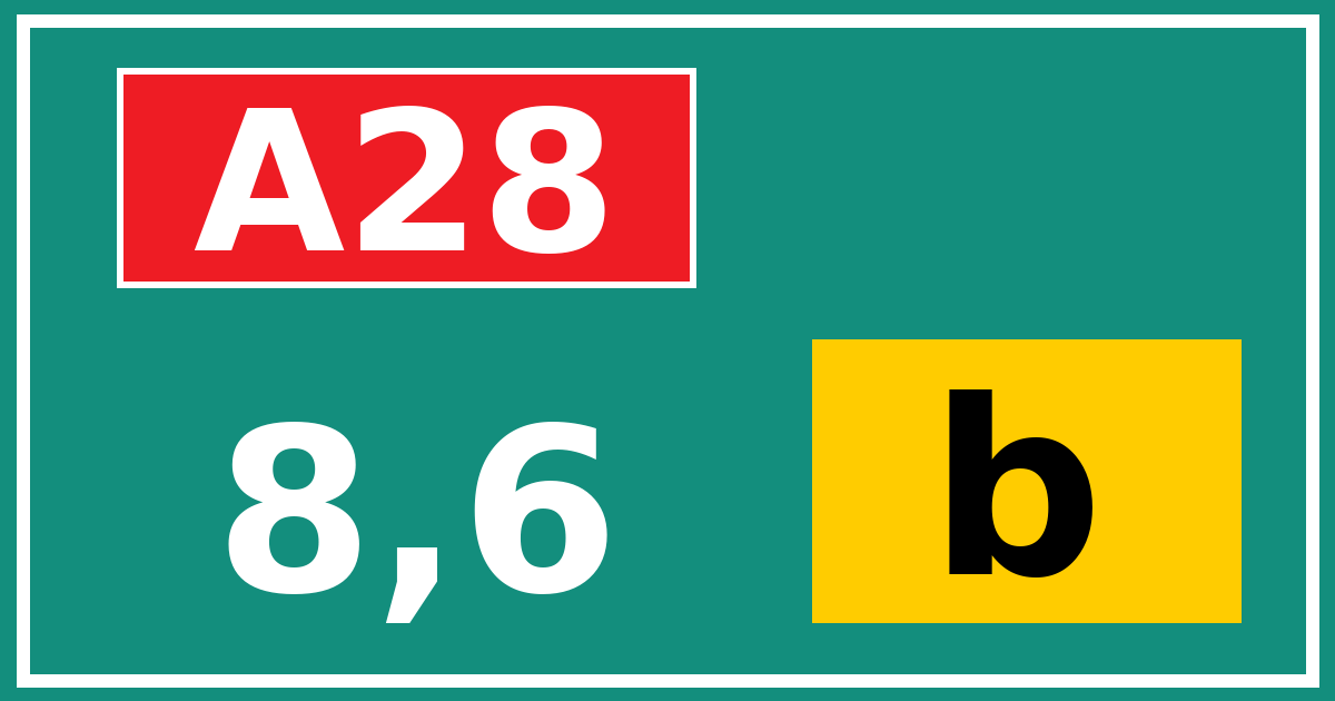 Hectometerbord A28 8,6 letter b