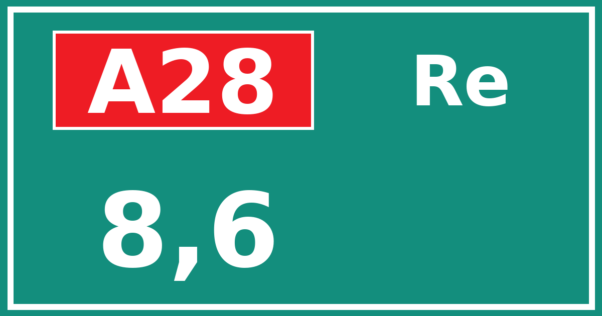 Hectometerbord A28 8,6 zijde Re