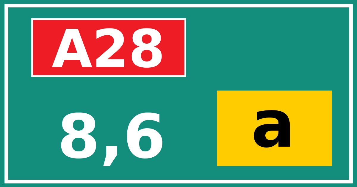 Hectometerbord A28 8,6 letter a