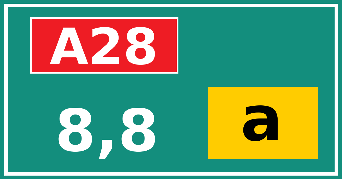 Hectometerbord A28 8,8 letter a