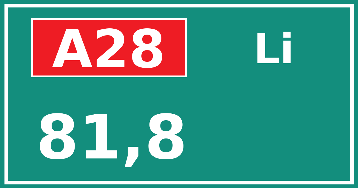 Hectometerbord A28 81,8 zijde Li