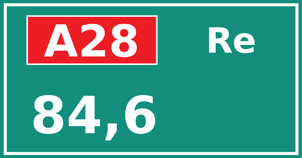 Hectometerbord A28 84,6 zijde Re