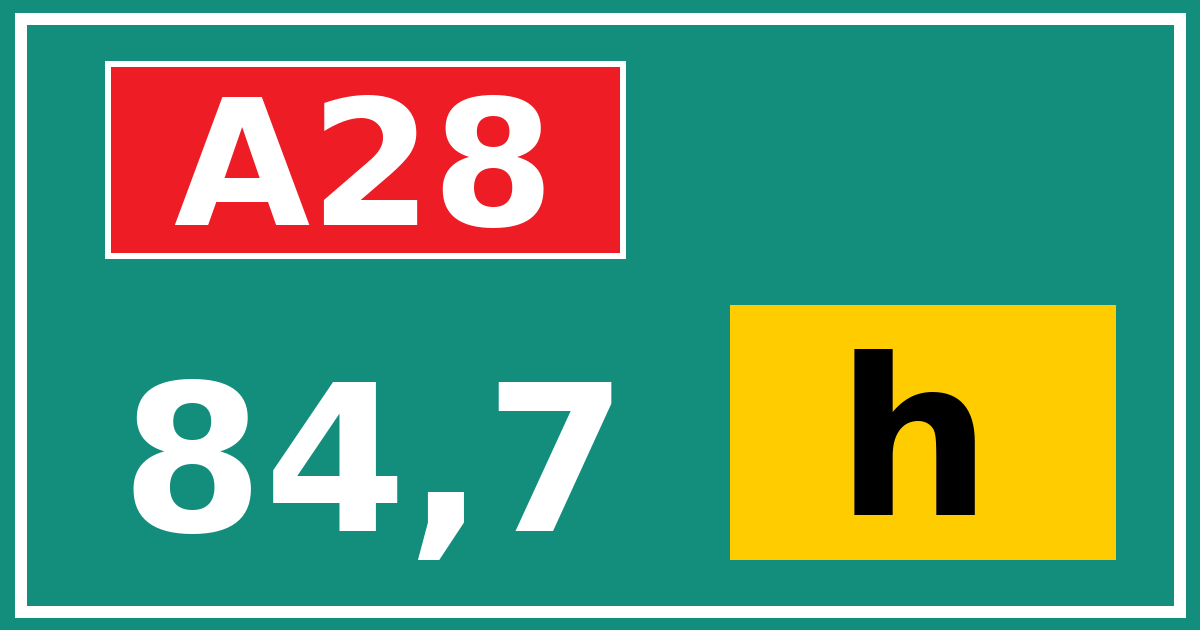 Hectometerbord A28 84,7 letter h
